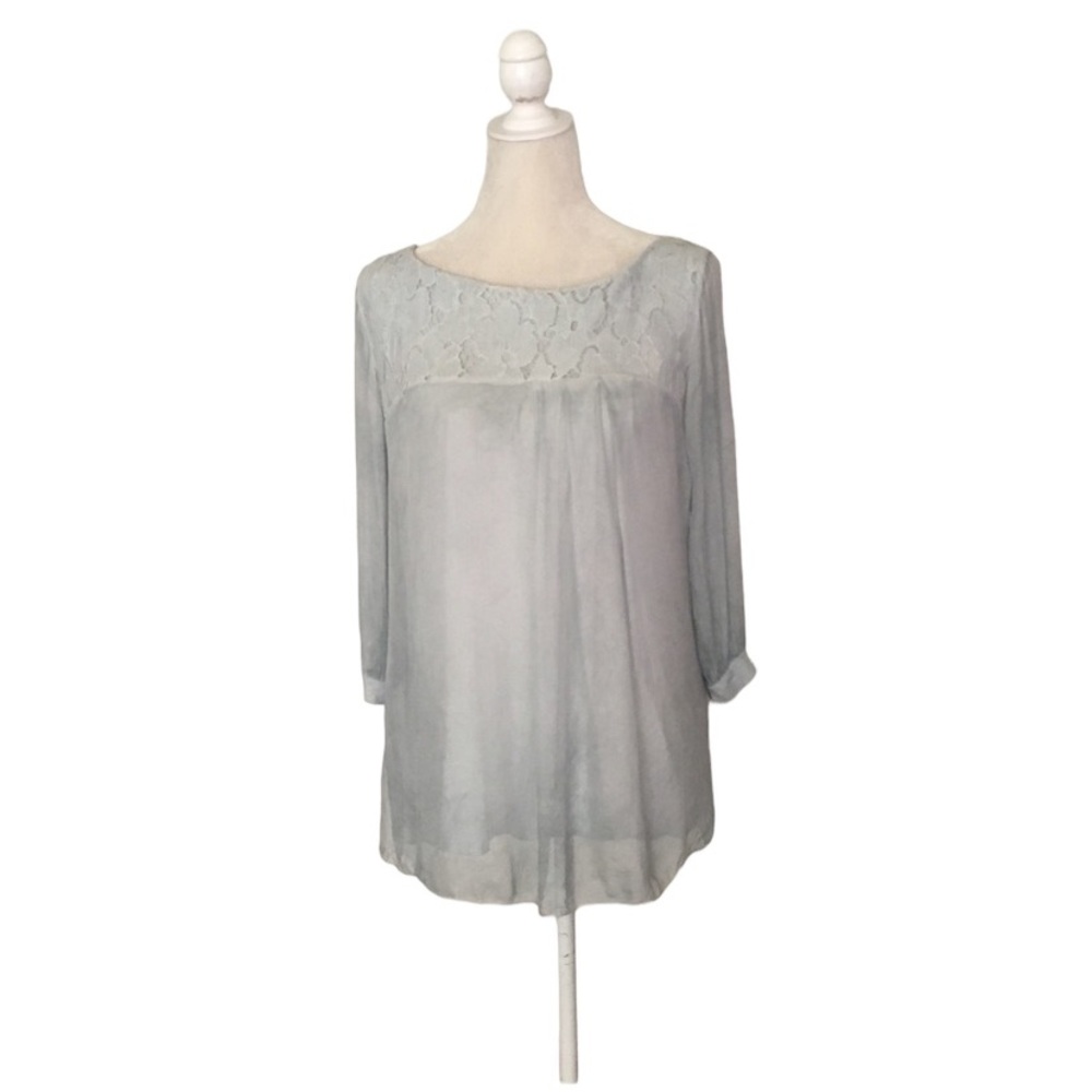 H Trend Silk Top with Lace Details Size Large